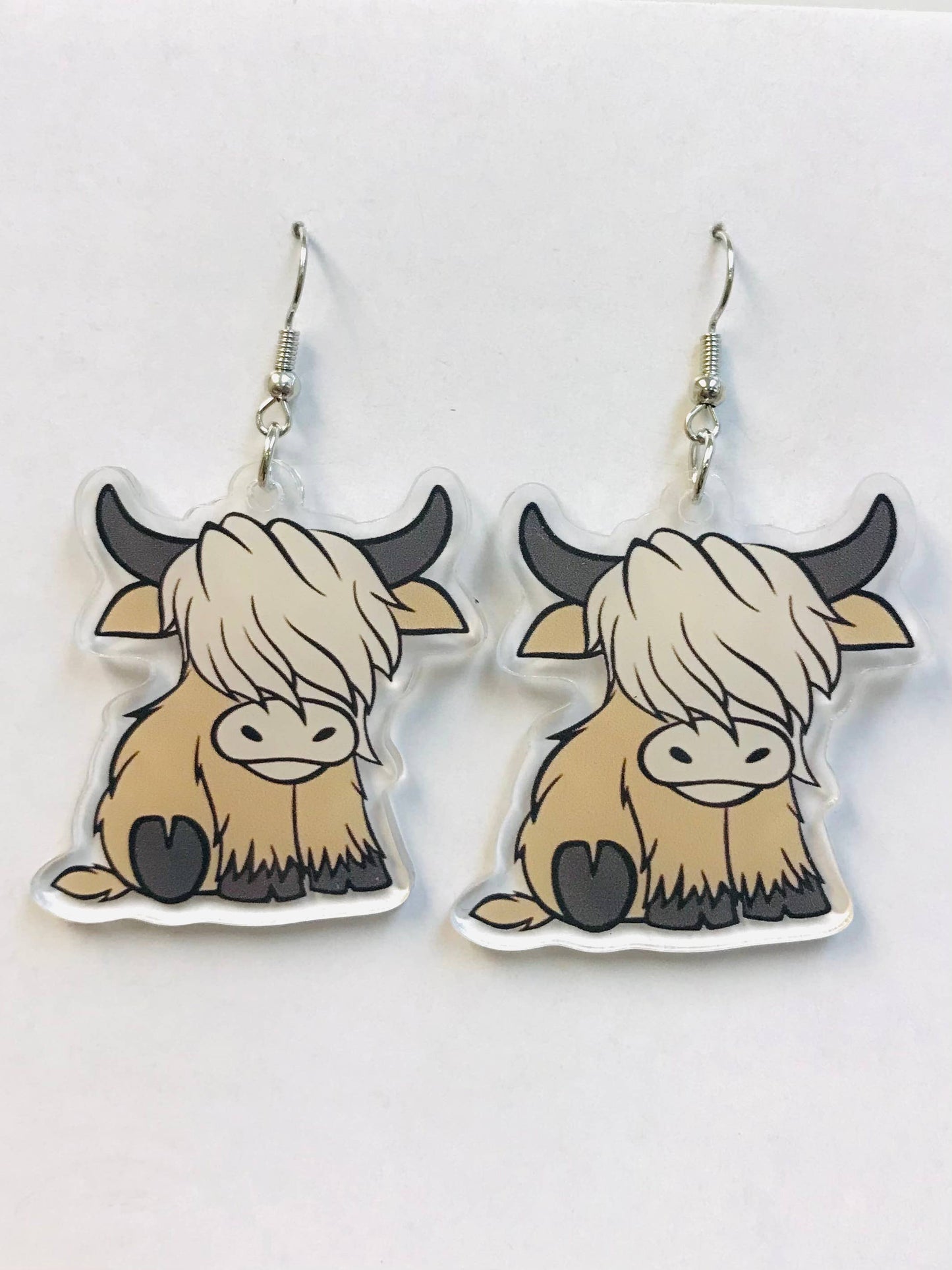 Highland Cow Earrings, Acrylic Earrings
