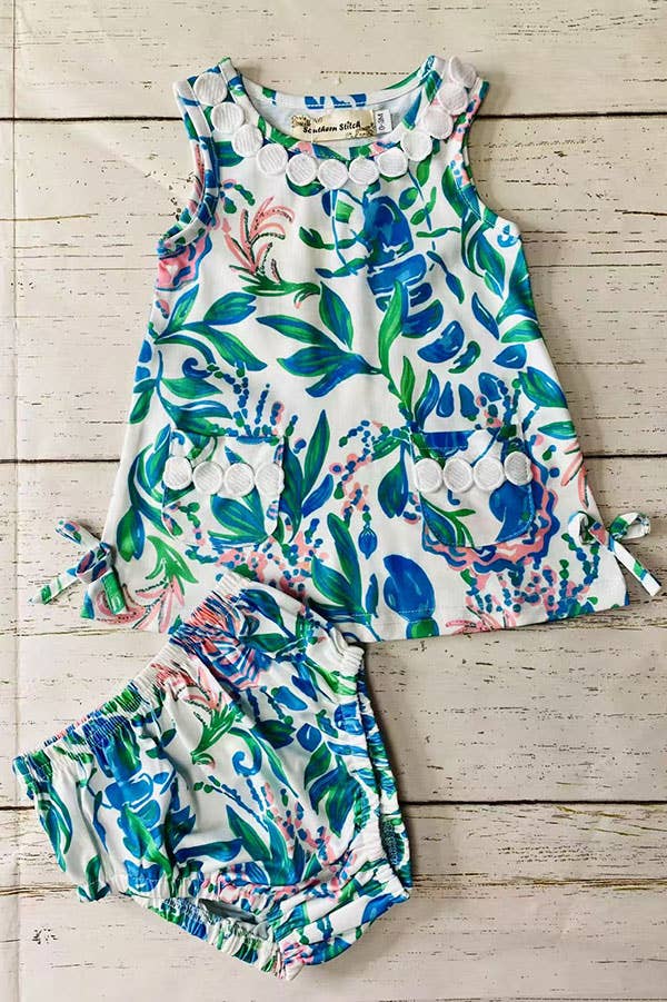 Floral Print Top & Bloomer Set