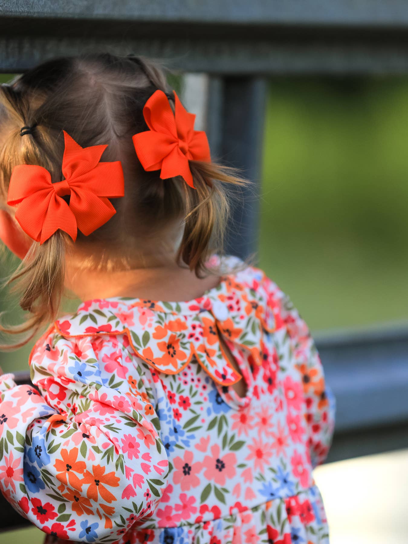 Pumpkin Bow Smocked Embroidered Floral Dress