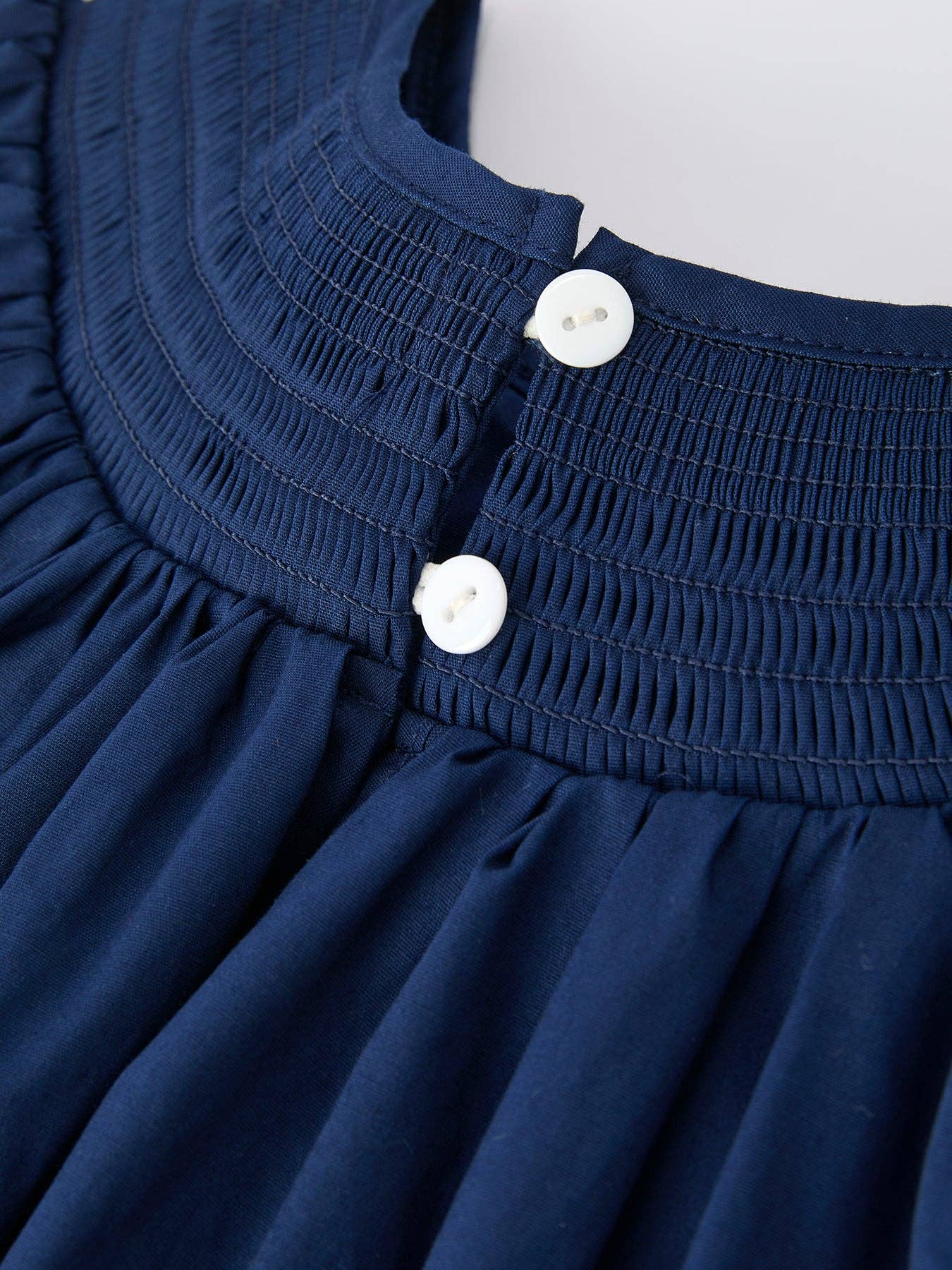 Christmas Navy Blue Nativity Smocked Embroidered Dress