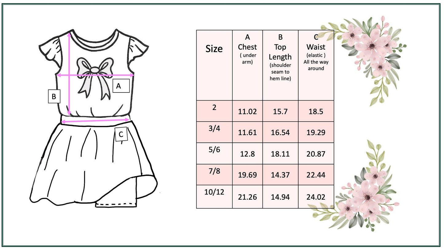 Girls Navy Pink Floral Bow Spring Summer Skort Set