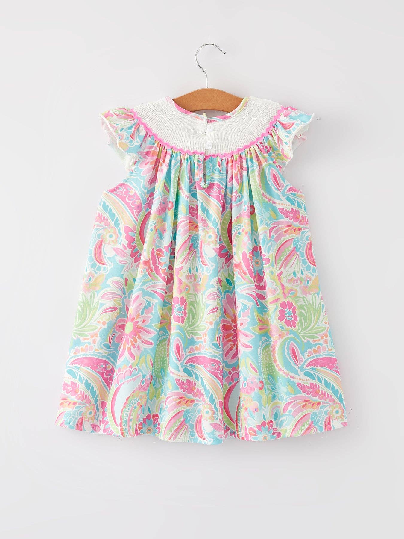 Colorful Cross Smocked Embroidered Dress