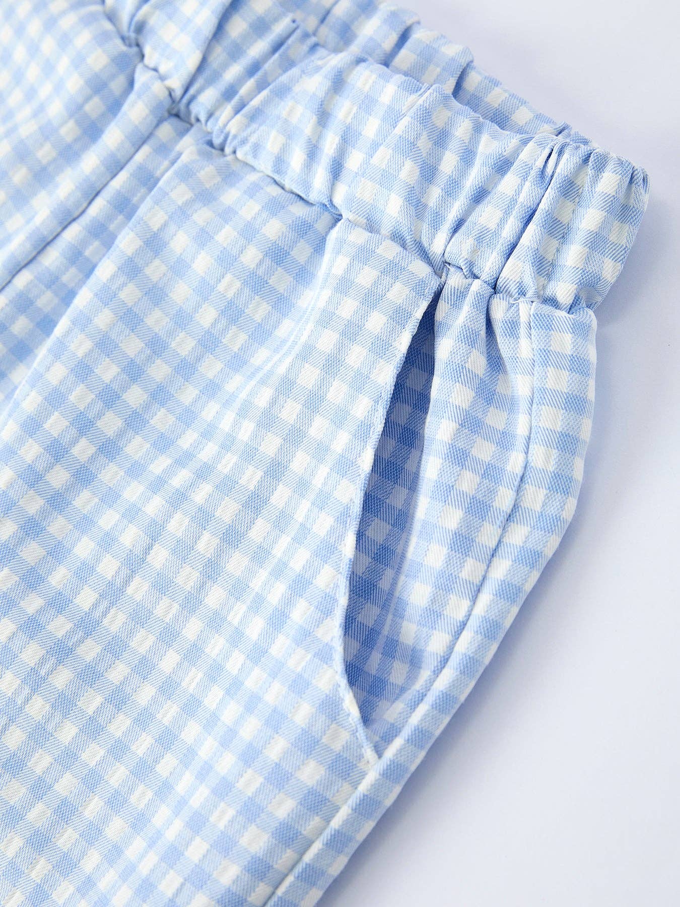 Boys Summer Crocodile Embroidered Plaid Shorts Set