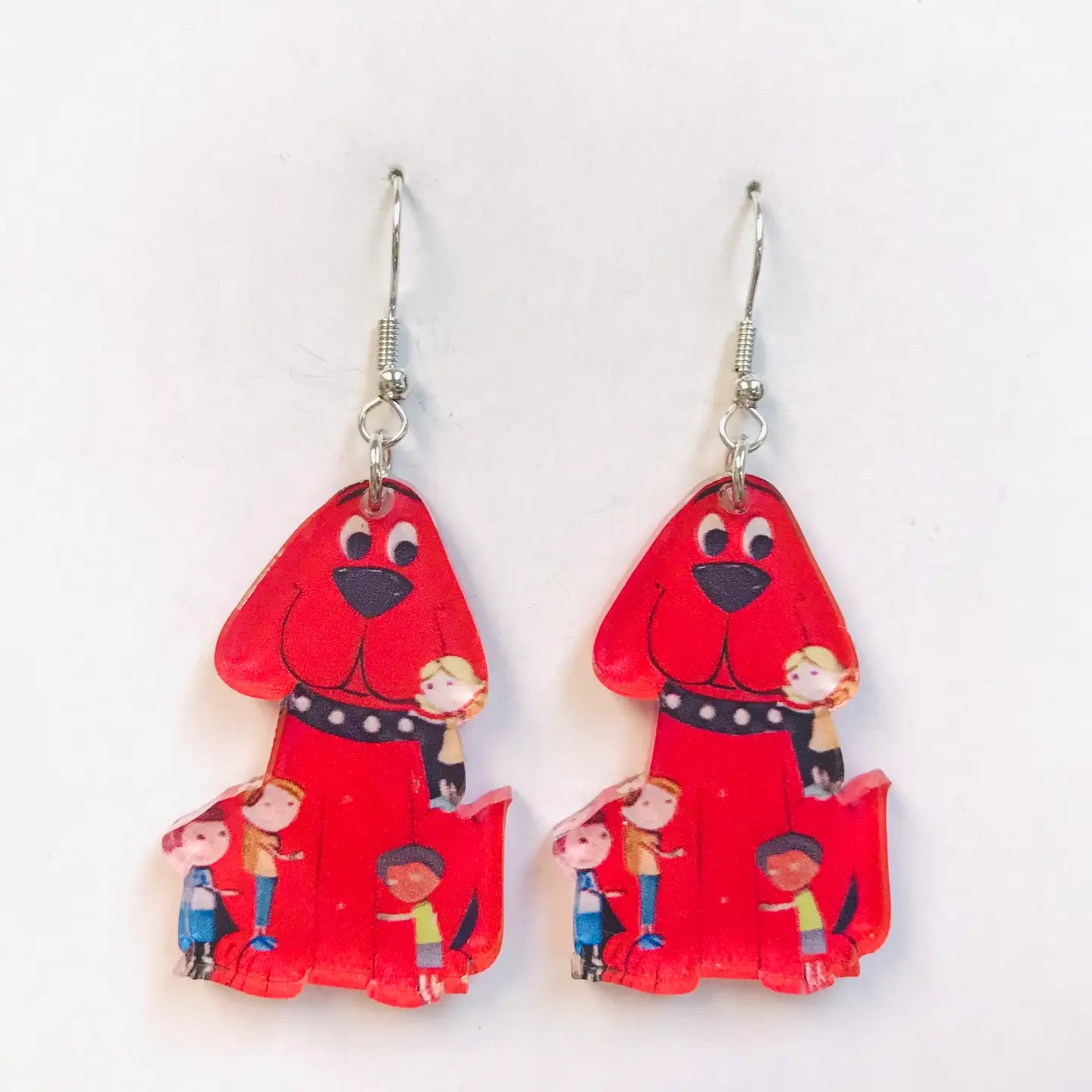 Acrylic Red Dog Earrings