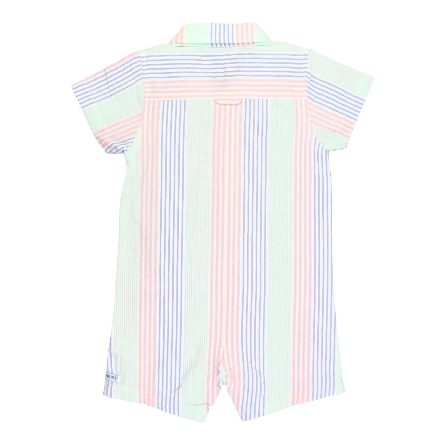 Baby Boys Multi-Color Seersucker Short Sleeve Woven Button-Up Romper