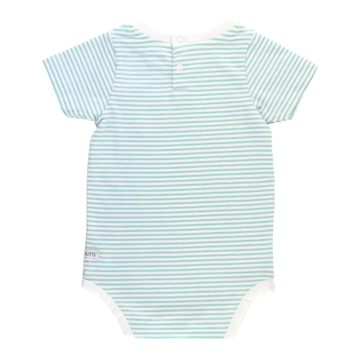 Baby Boys Vintage Aqua Stripe Short Sleeve Pocket Bodysuit