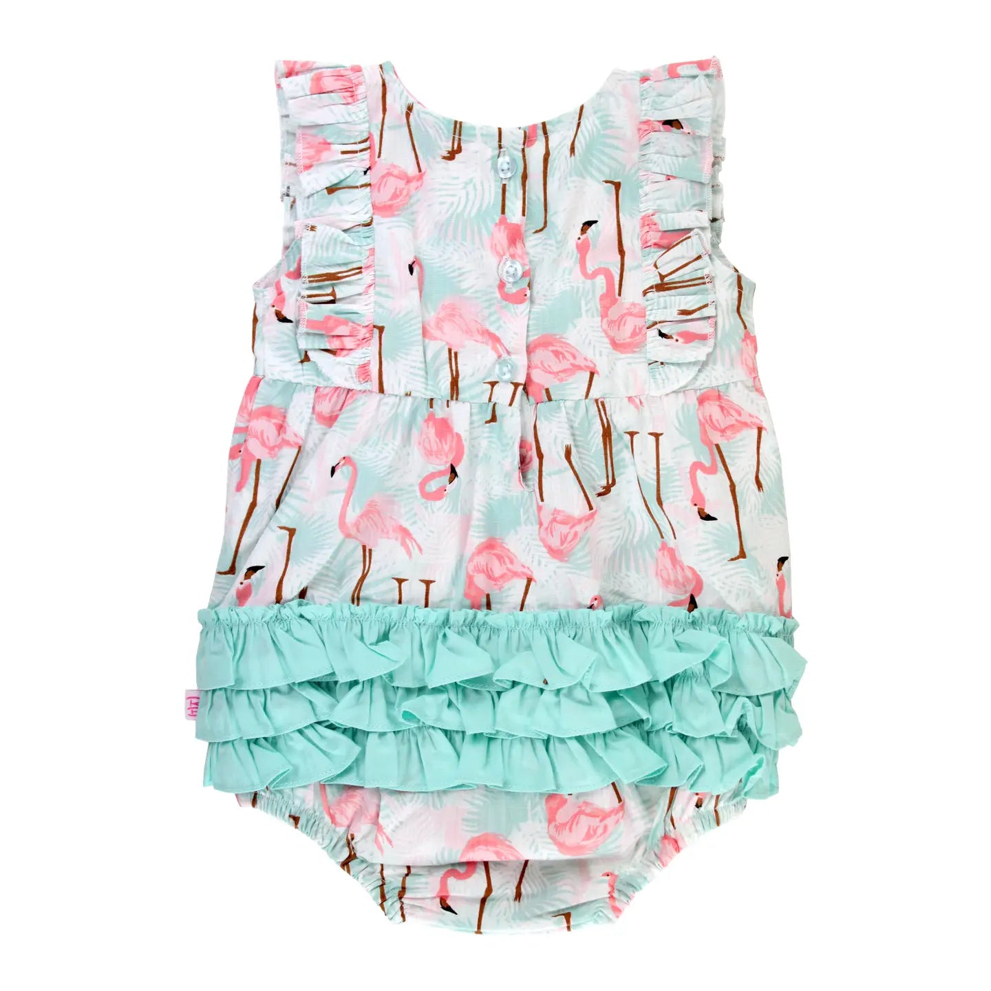 Baby Girls Vibrant Flamingo Classic Ruffle Bubble Romper