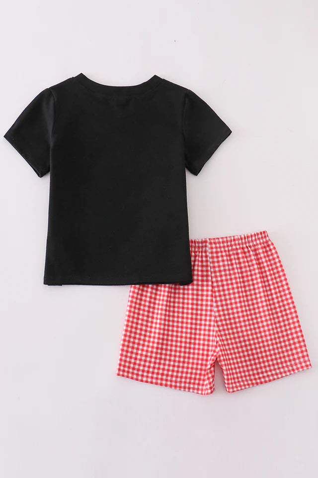 Black Monster Truck Embroidery Shorts Set