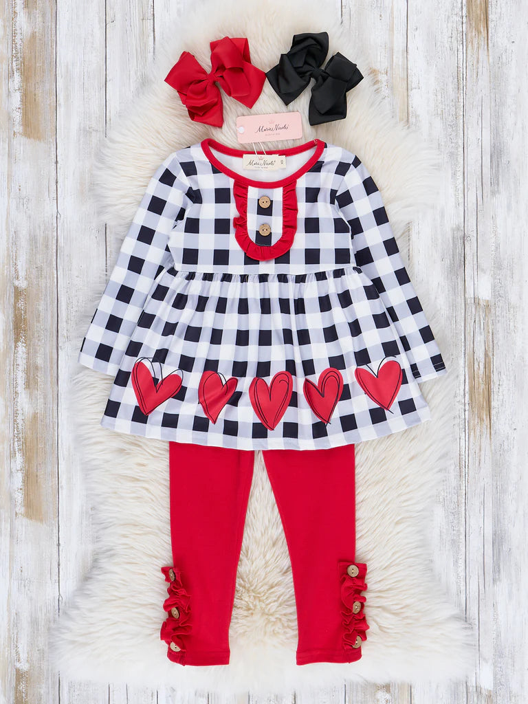 Black and White Gingham Hearts Outfit