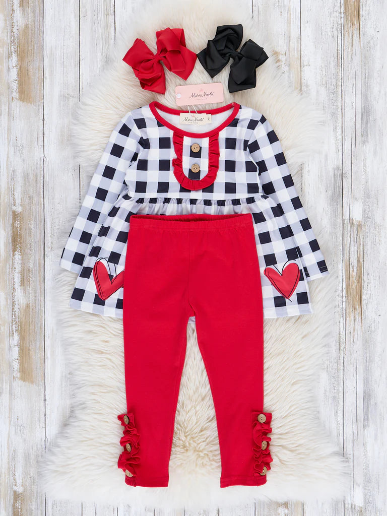 Black and White Gingham Hearts Outfit