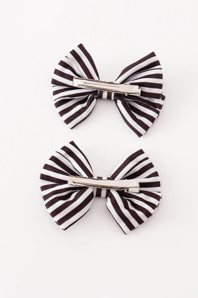 Black and White Striped Hairbow