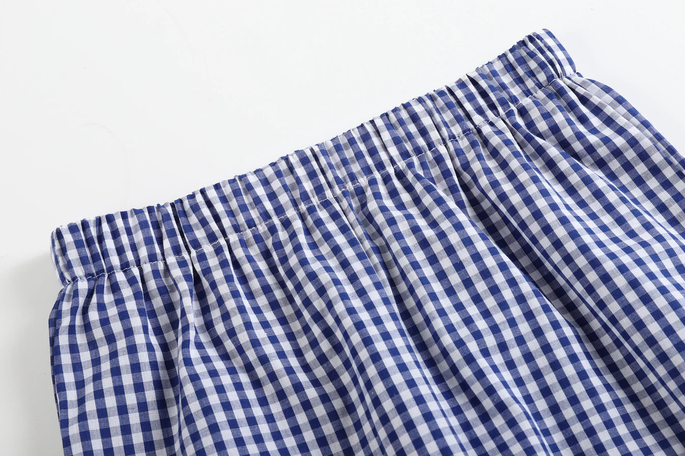 Blue Gingham USA Flag T-Shirt and Shorts Set