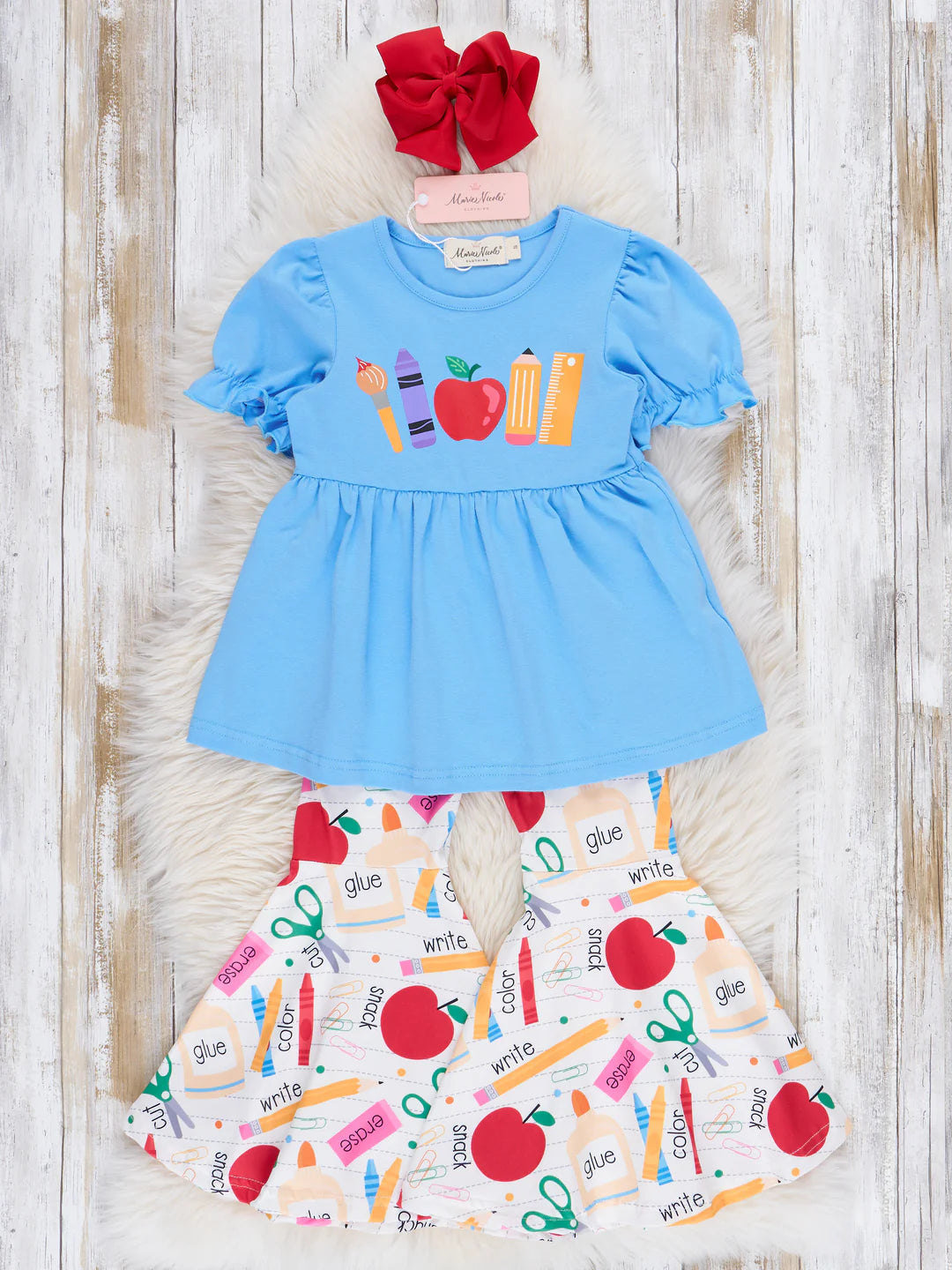 Blue School Supplies Bell Bottom Outfit