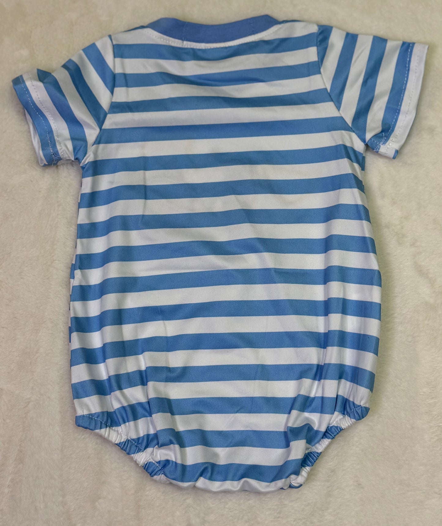 Blue Stripe Tractor Applique Bubble