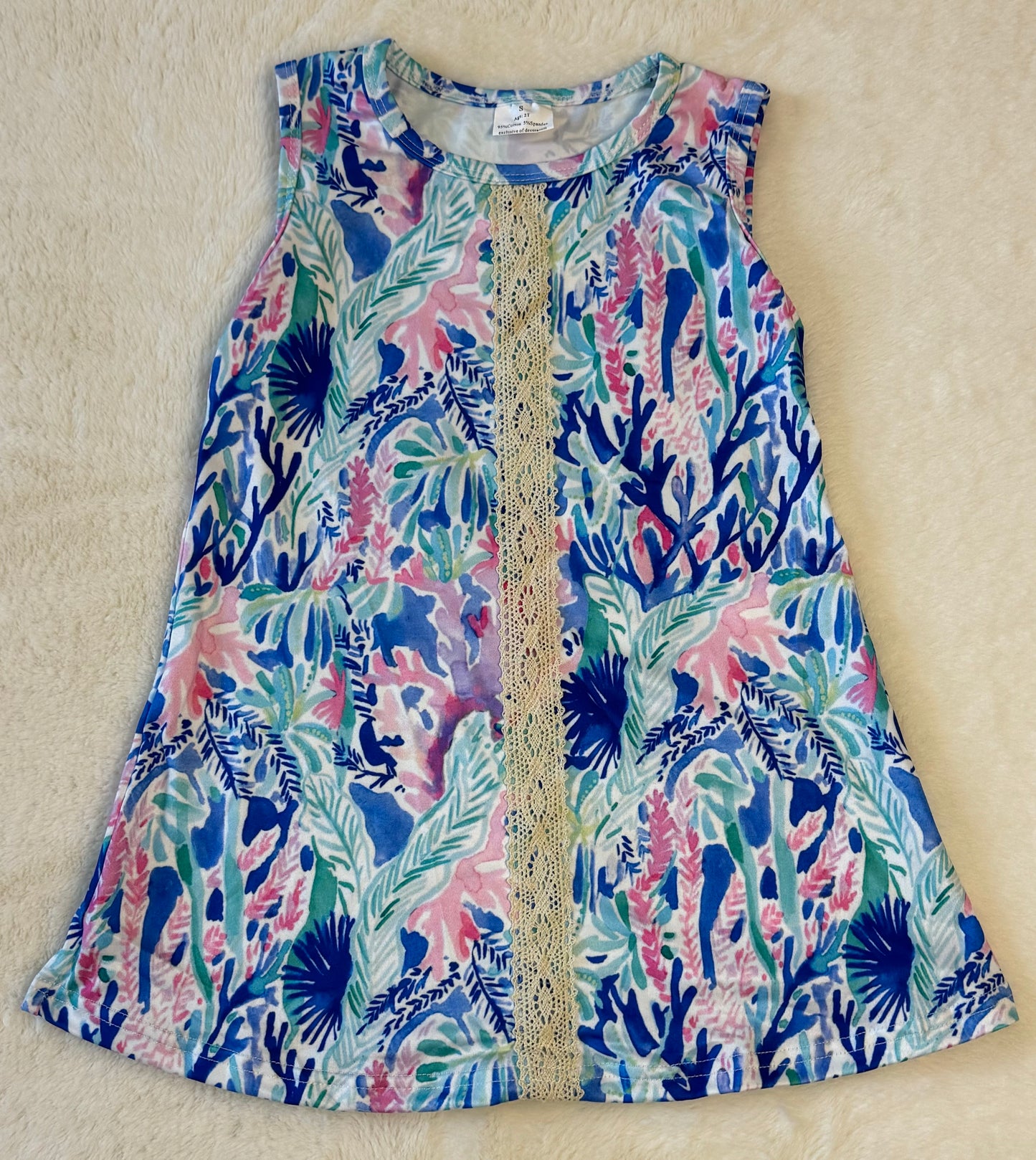 Blue Tide Print Girl Dress