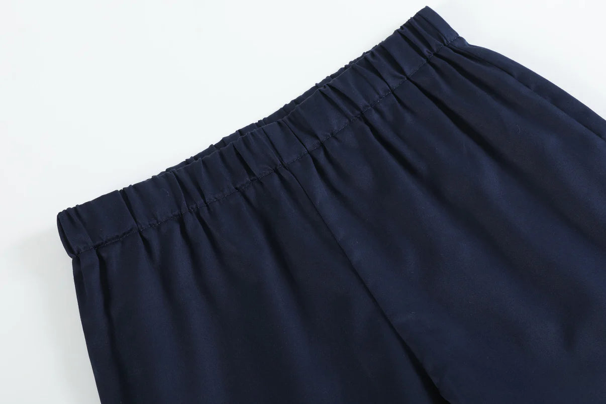 Blue and Red Turtle Smocked Applique Crewneck Tee and Navy Shorts