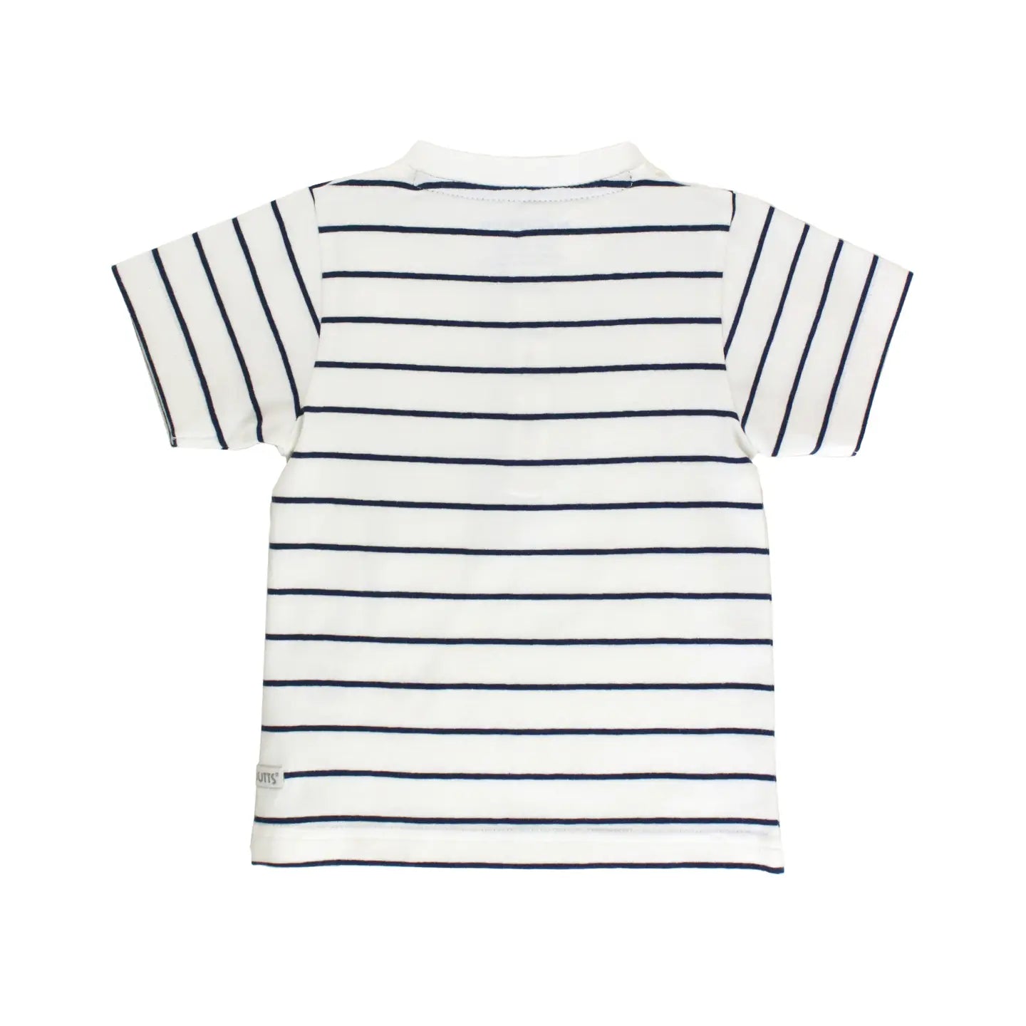 Boys White and Navy Stripe Short Sleeve Henley