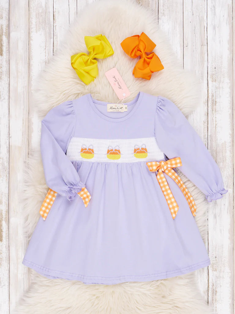 Candy Corn Kids Smocked Dress
