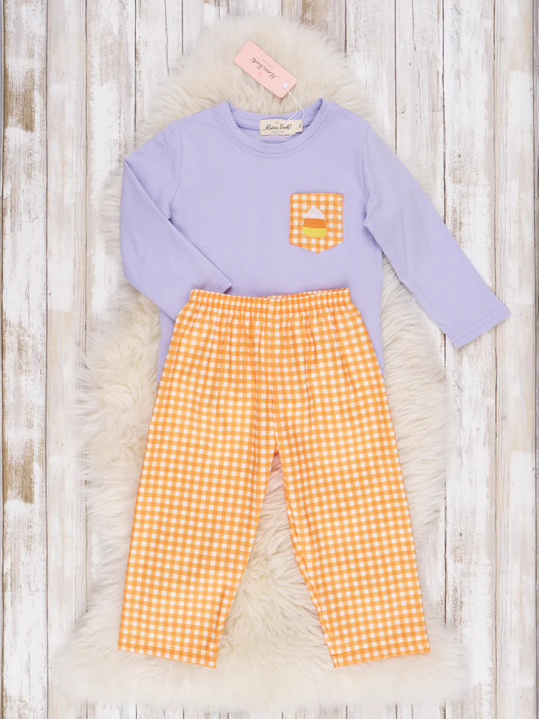 Candy Corn Kids Smocked Pocket Outfit