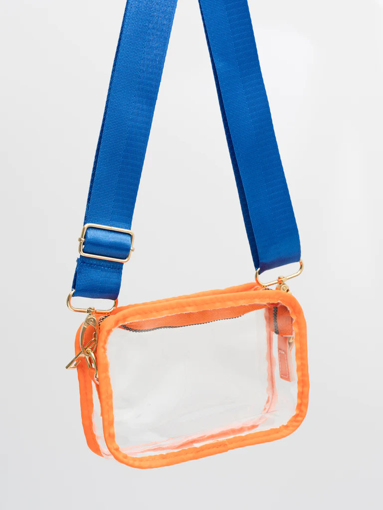 Clear Crossbody Stadium Bag - Blue/Orange