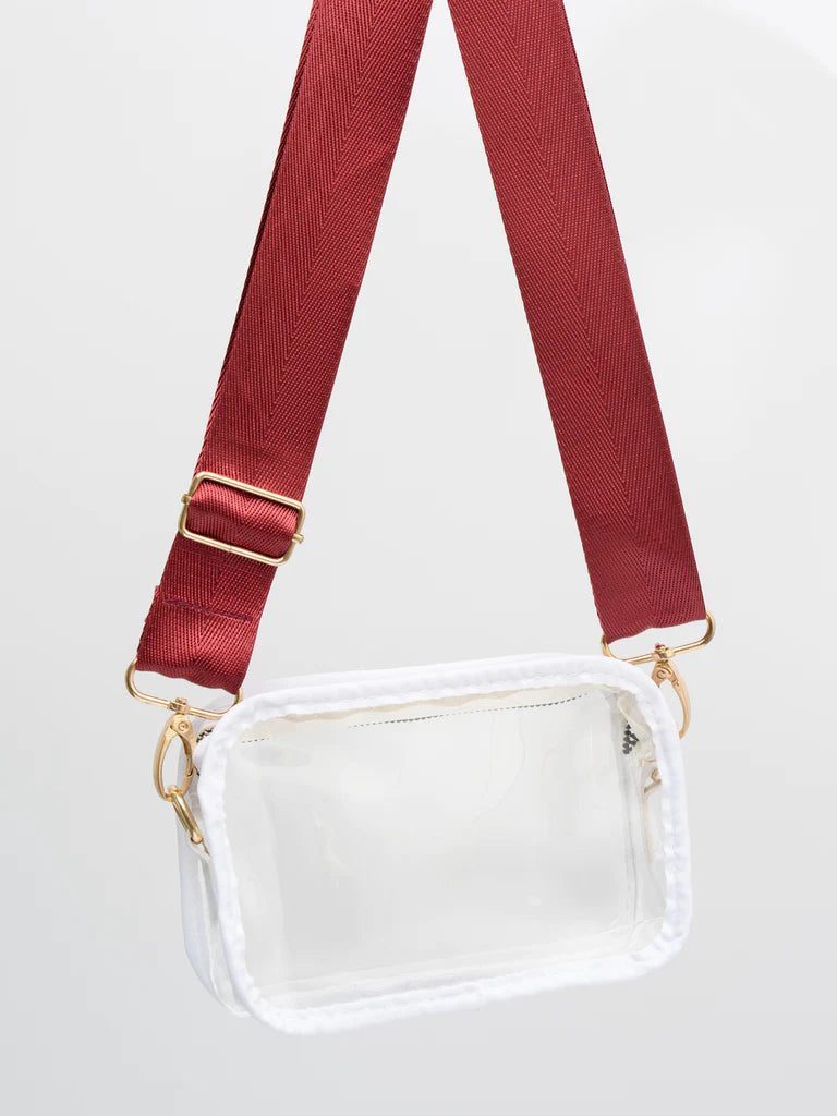 Clear Crossbody Stadium Bag - Maroon/White