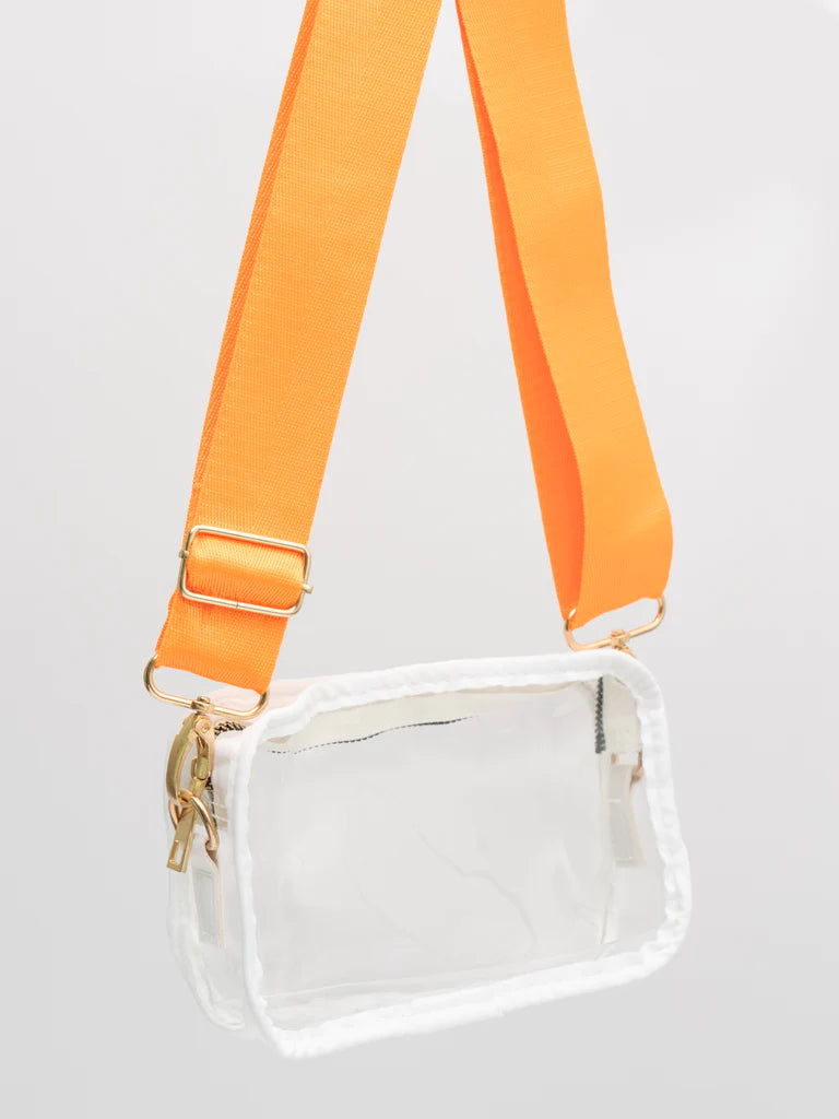 Clear Crossbody Stadium Bag - Orange/White