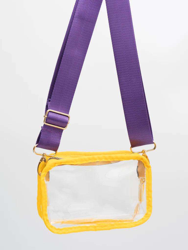 Clear Crossbody Stadium Bag - Purple/Gold