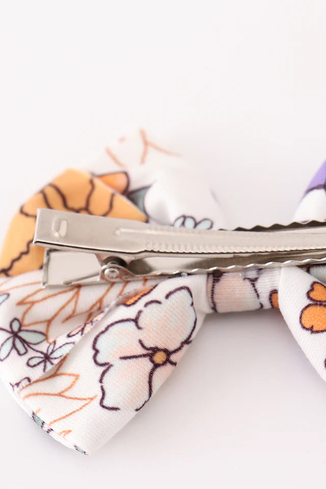 Coral Floral Print 2PCS Piggie Hair Bows
