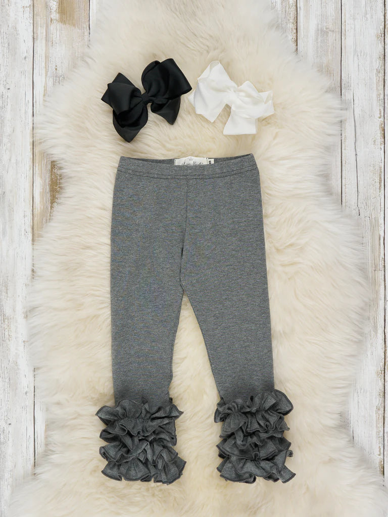 Cotton Icing Ruffle Leggings - Heather Dark Grey