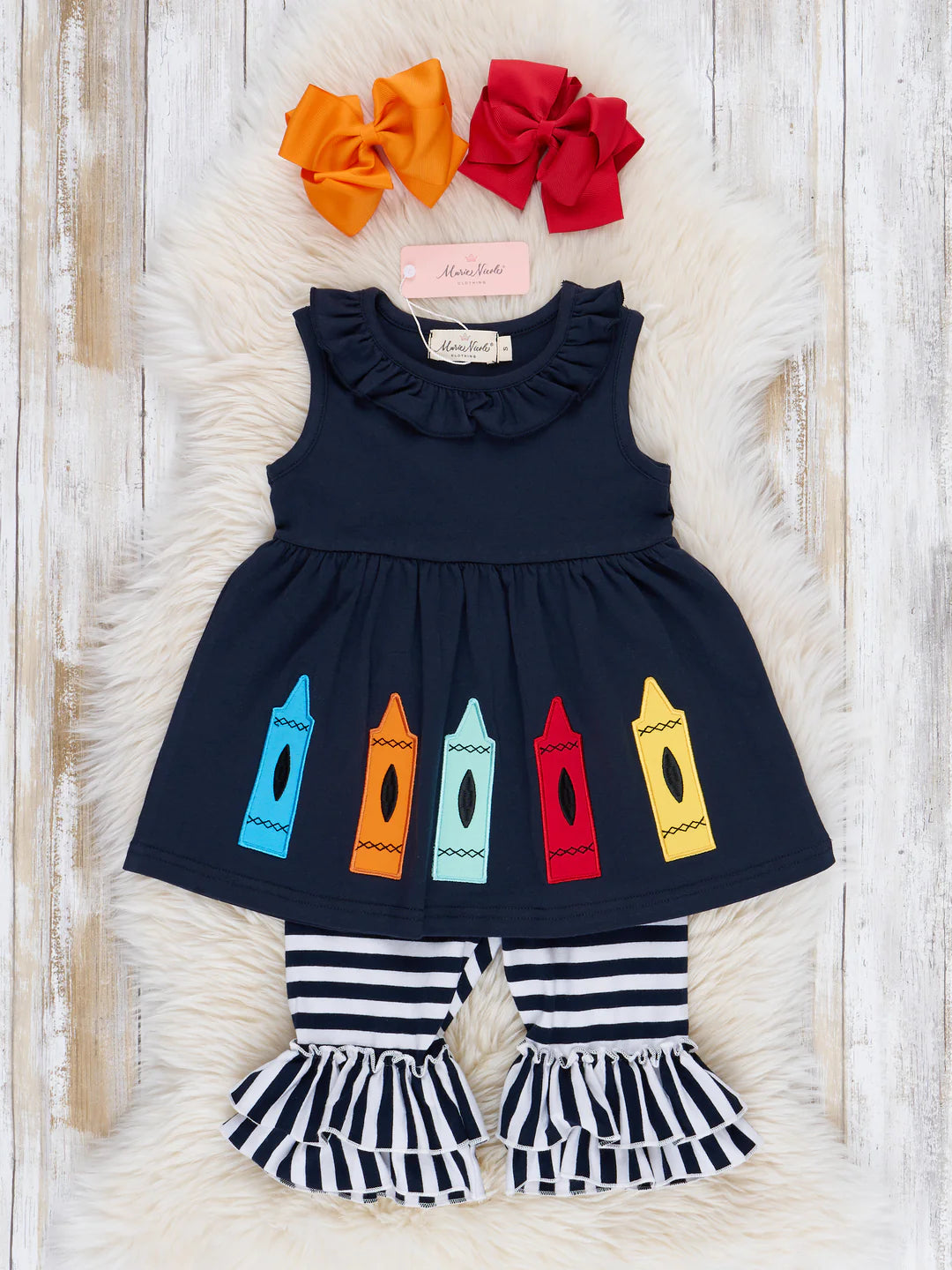 Crayons and Stripes Ruffle Outfit