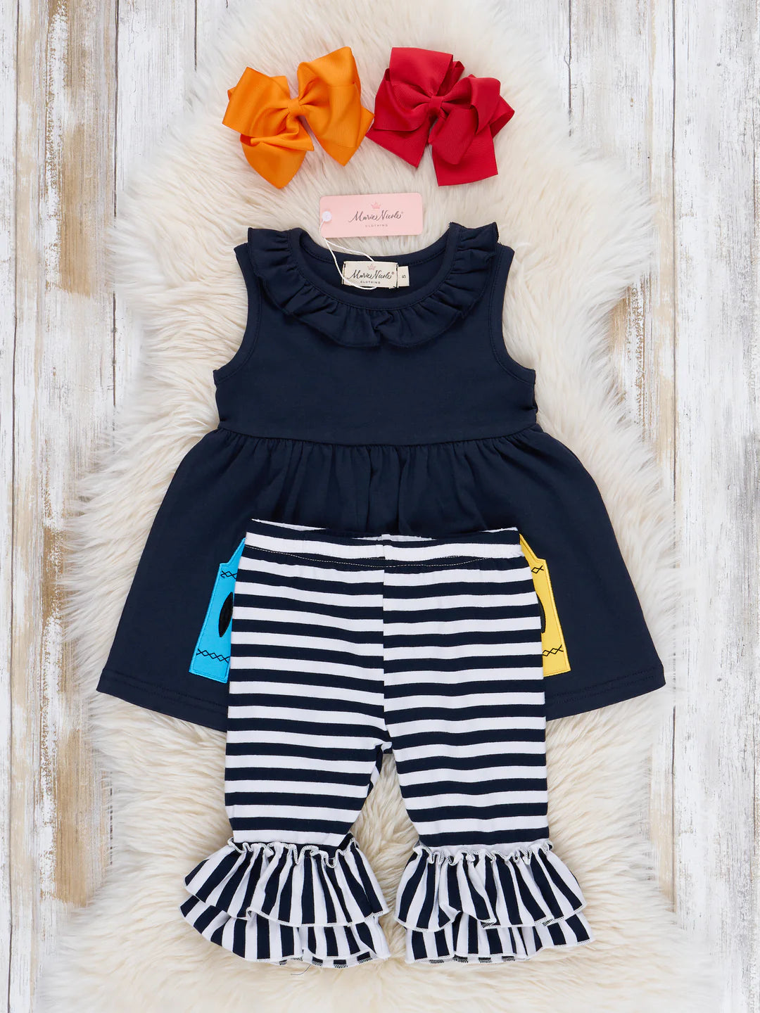 Crayons and Stripes Ruffle Outfit
