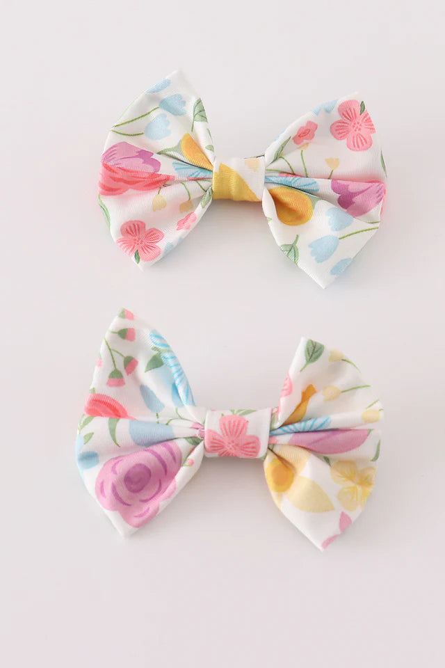 Floral Print Hair Bow