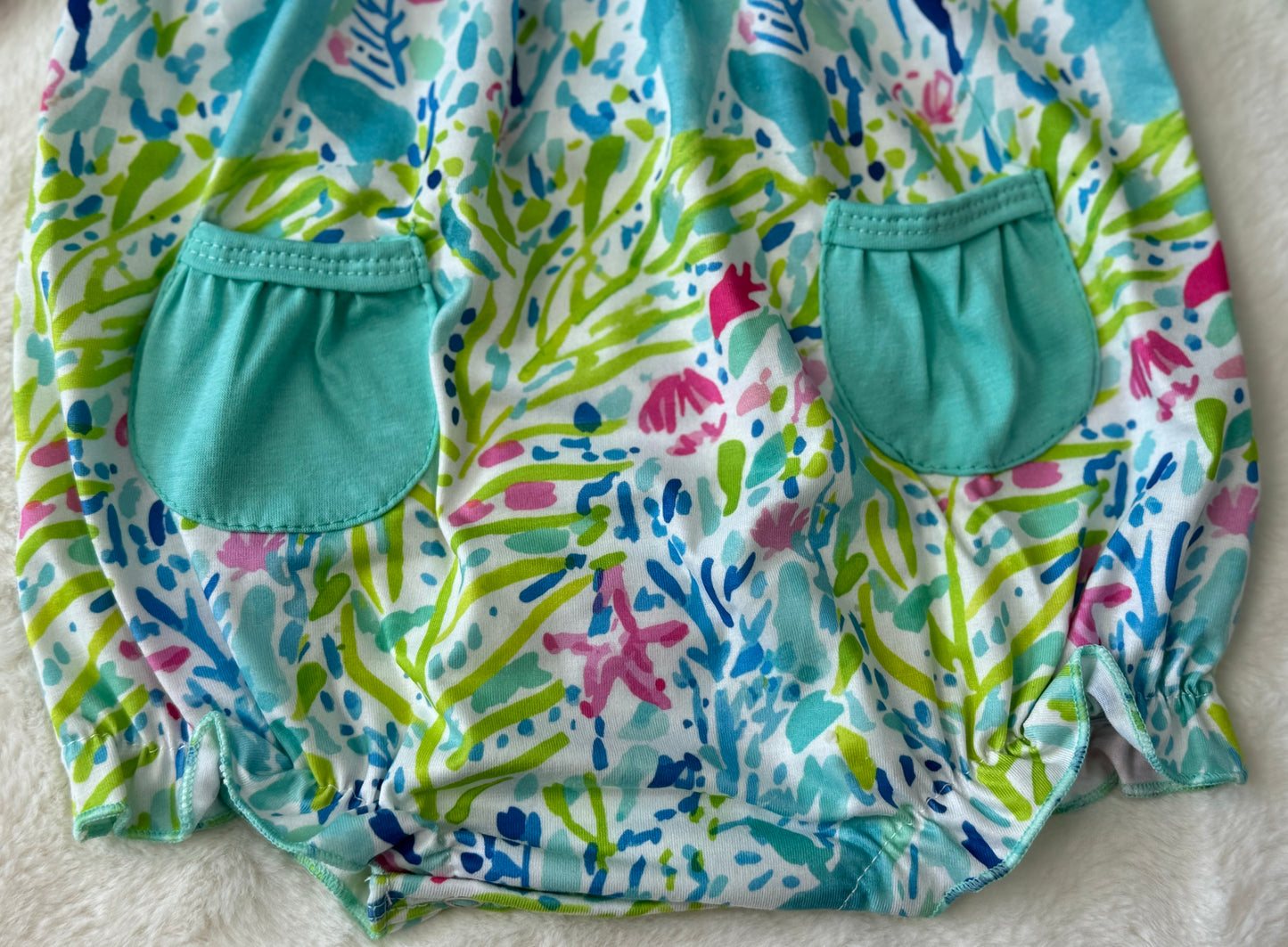 Green Floral Print Ruffle Romper