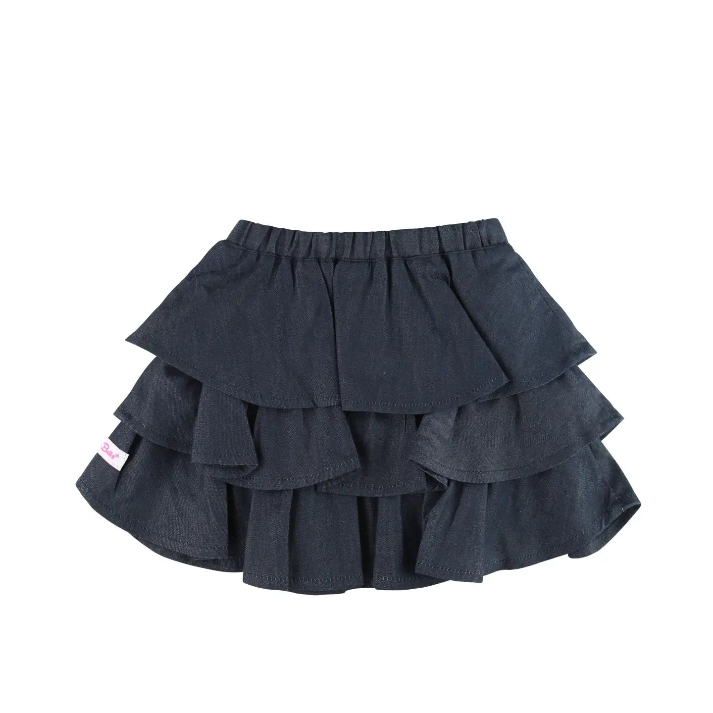 Girls Dark Wash Ruffled Denim Bow Skirt