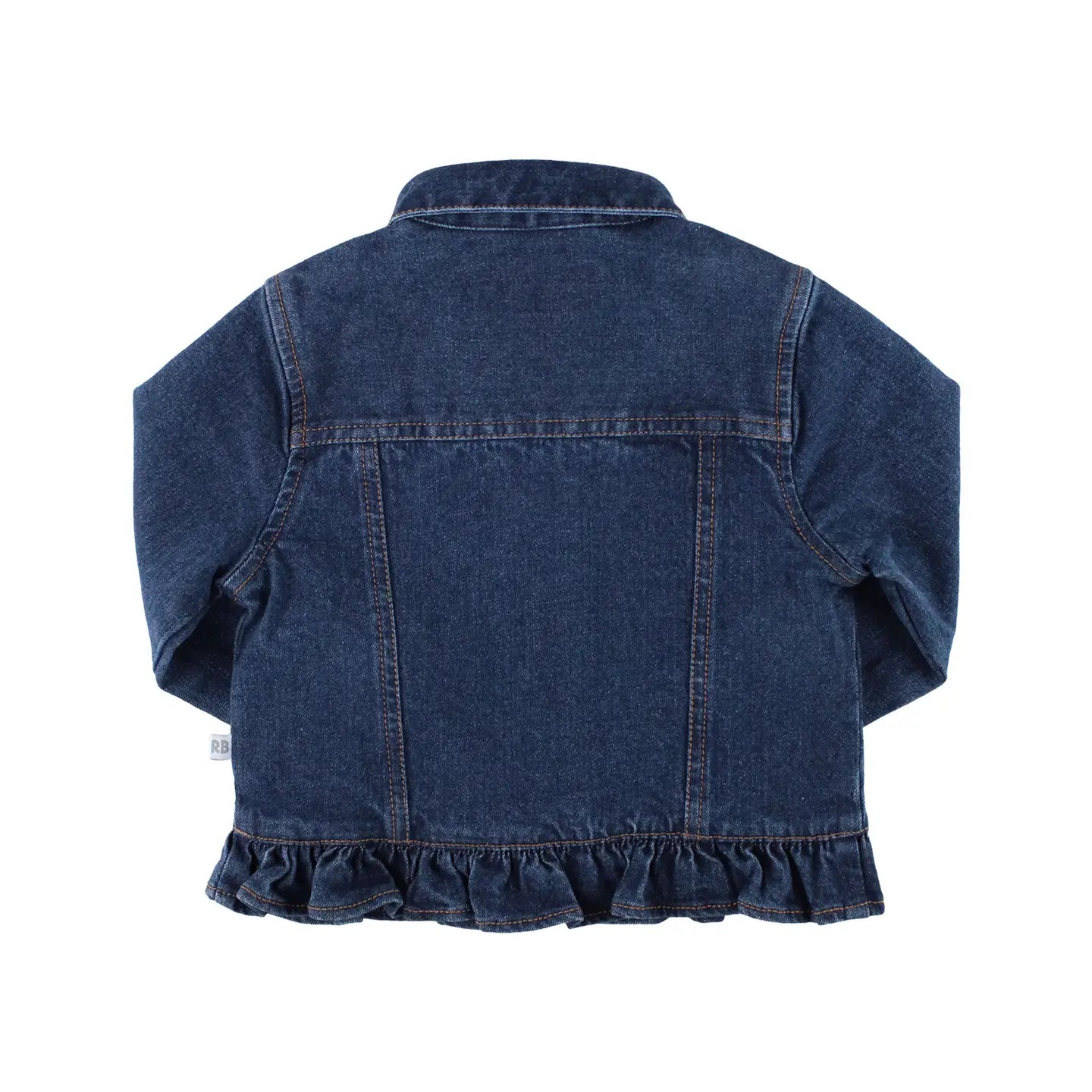 Girls Medium Wash Ruffle Denim Jacket