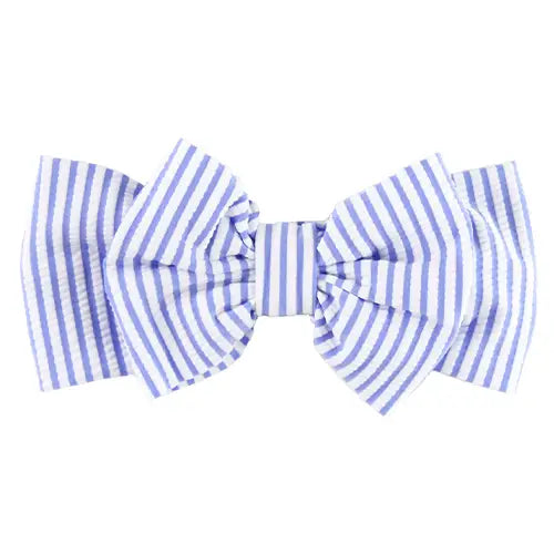 Periwinkle Blue Seersucker Swim Bow Headband - One Size