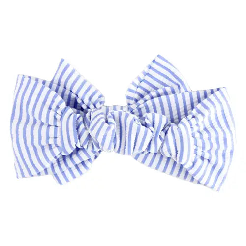 Periwinkle Blue Seersucker Swim Bow Headband - One Size