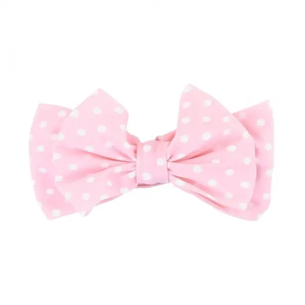 Pink Polka Dot Swim Bow Headband - One Size