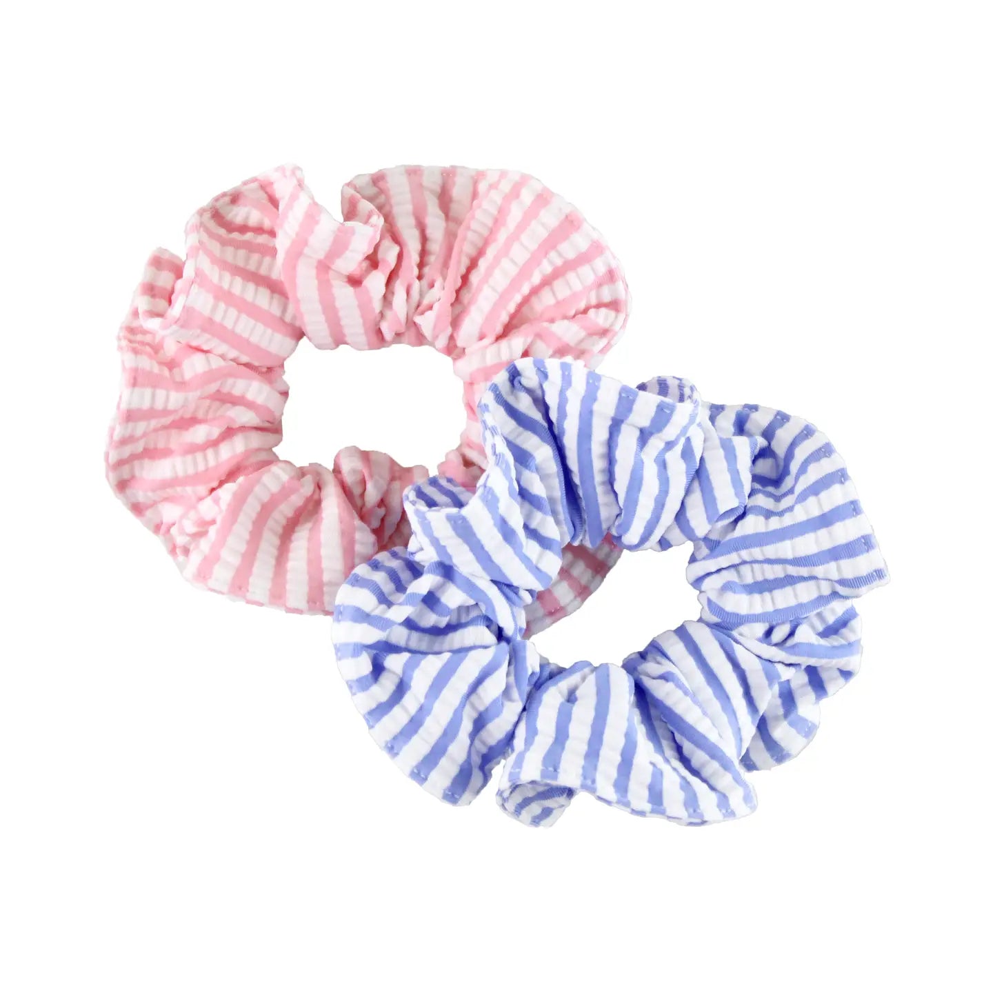Pink Seersucker 2-Pack Scrunchies - One Size