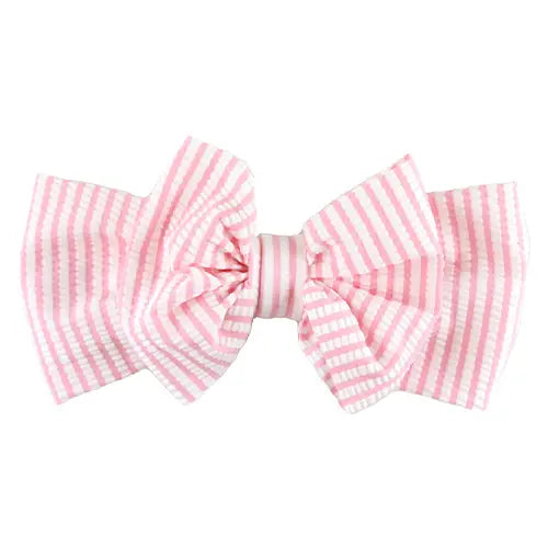 Pink Seersucker Swim Bow Headband - One Size