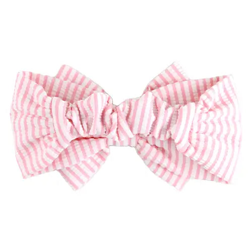 Pink Seersucker Swim Bow Headband - One Size