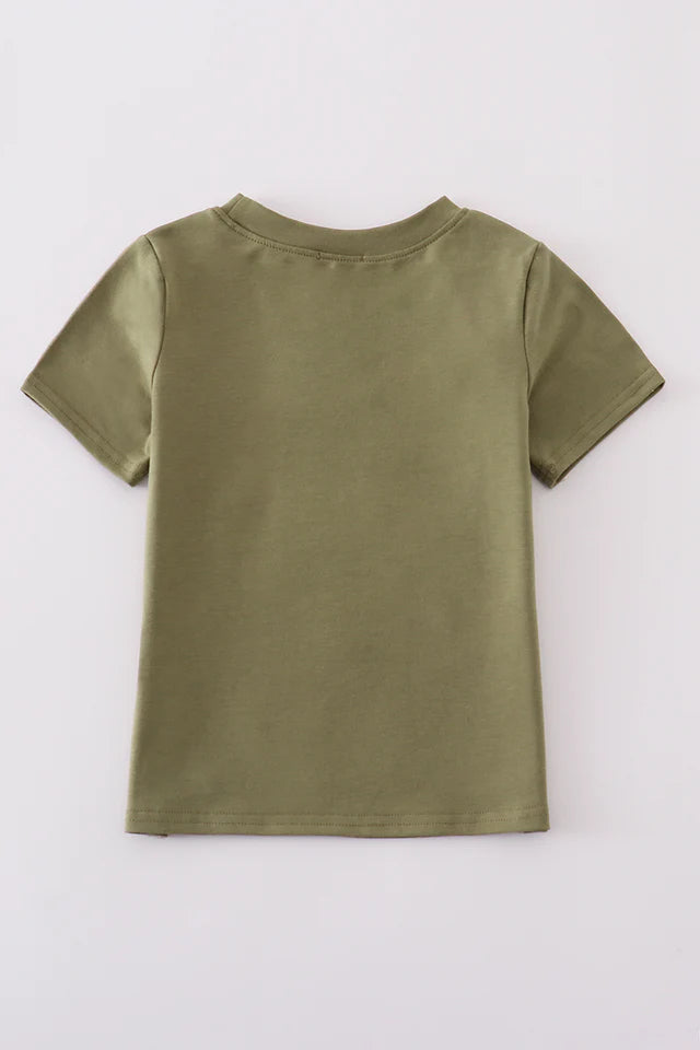 Green Fishing Embroidery Shirt