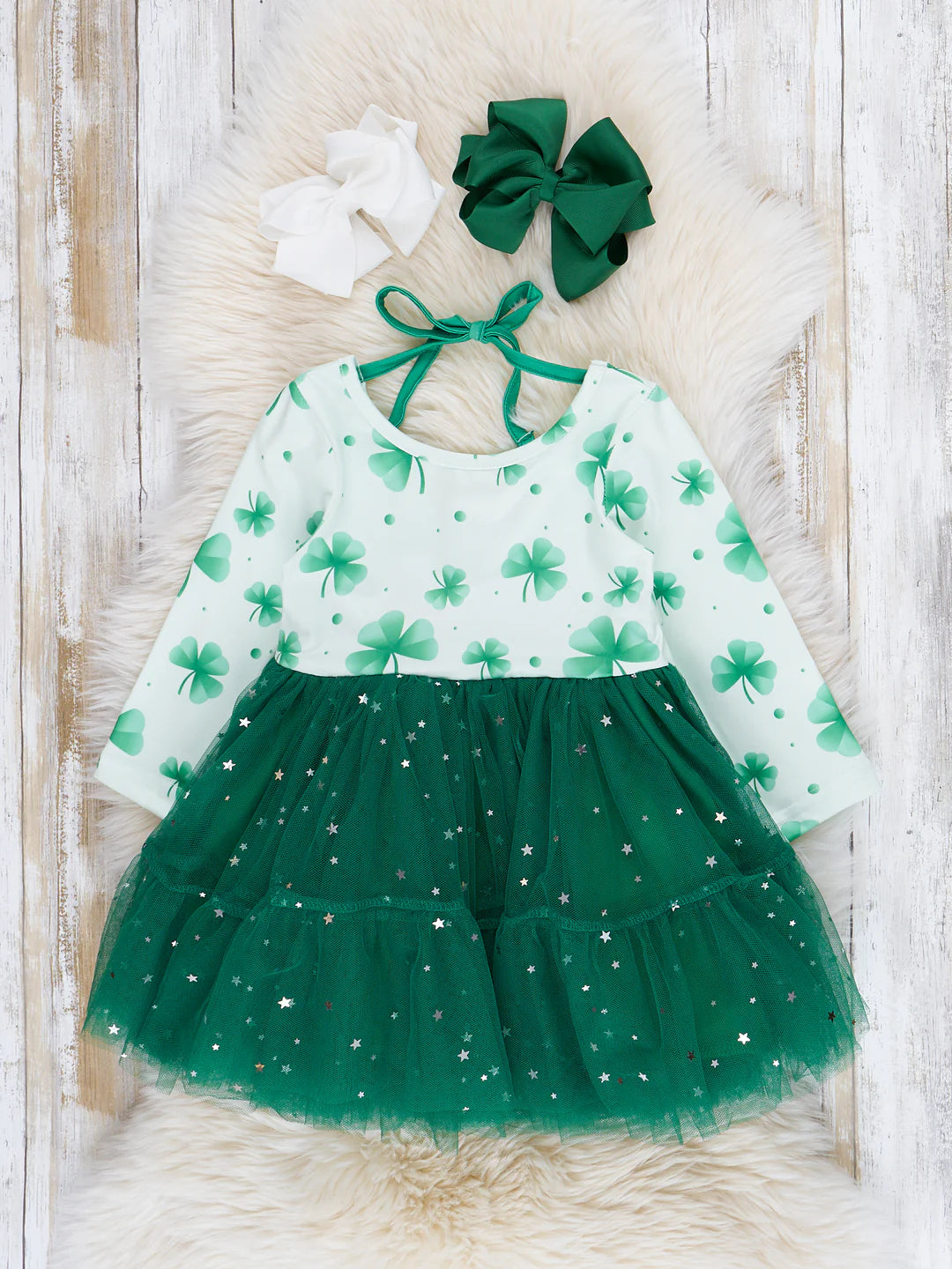 Green and Silver Sparkle Tulle Dress
