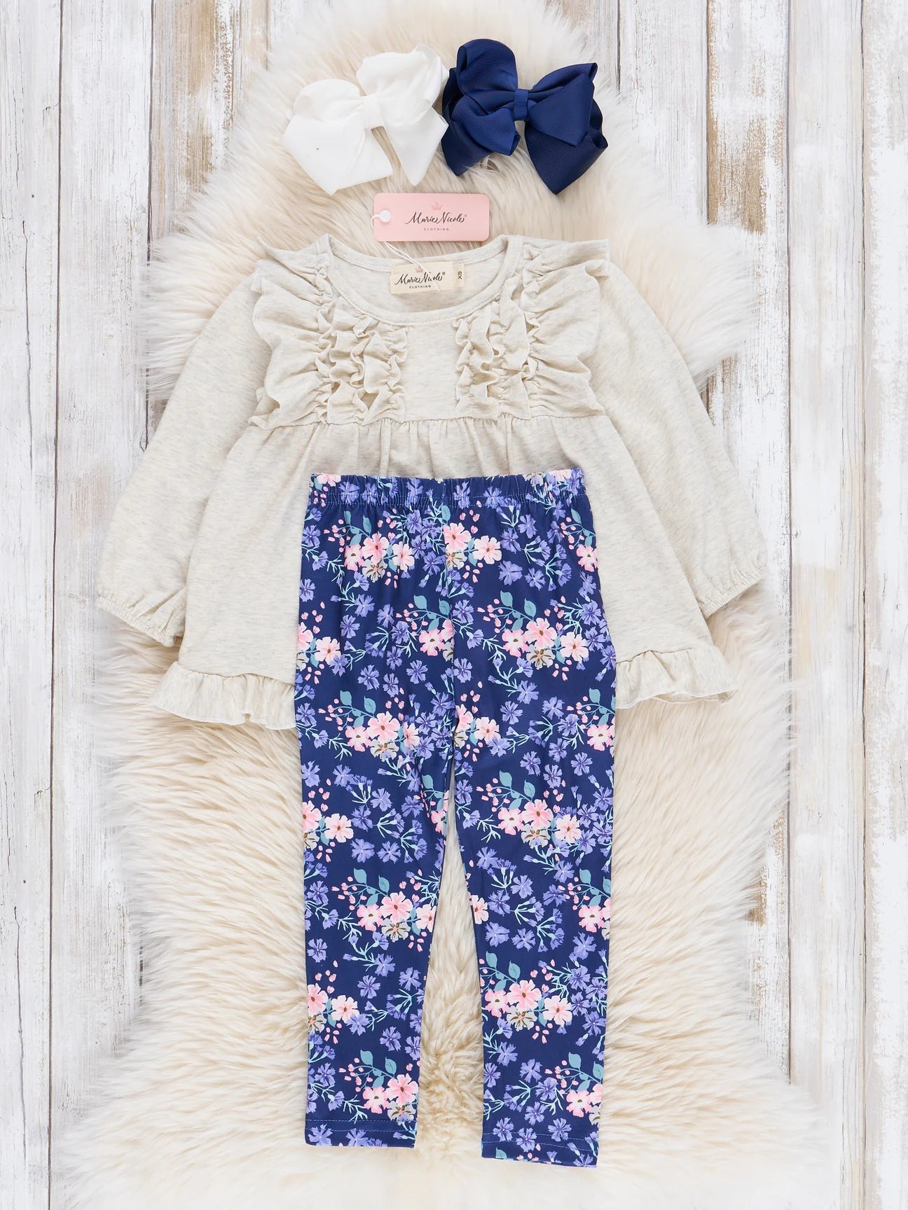 Grey and Blue Garden Ruffle Outfit