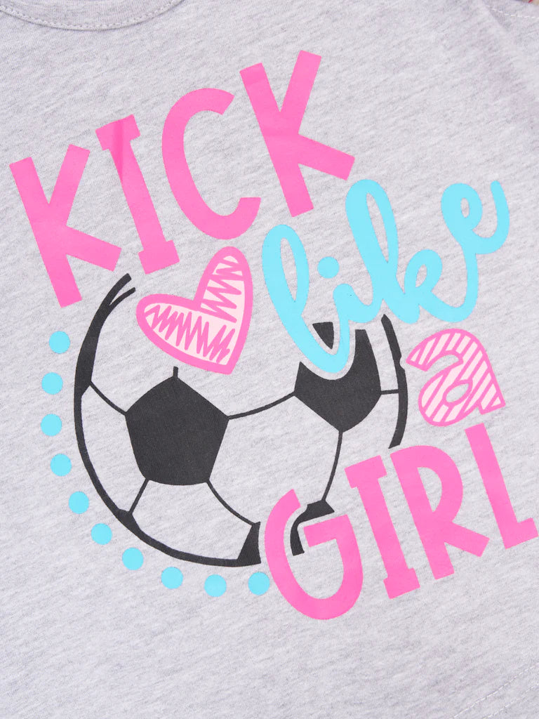 Grey "Kick Like a Girl" Ruffle Outfit