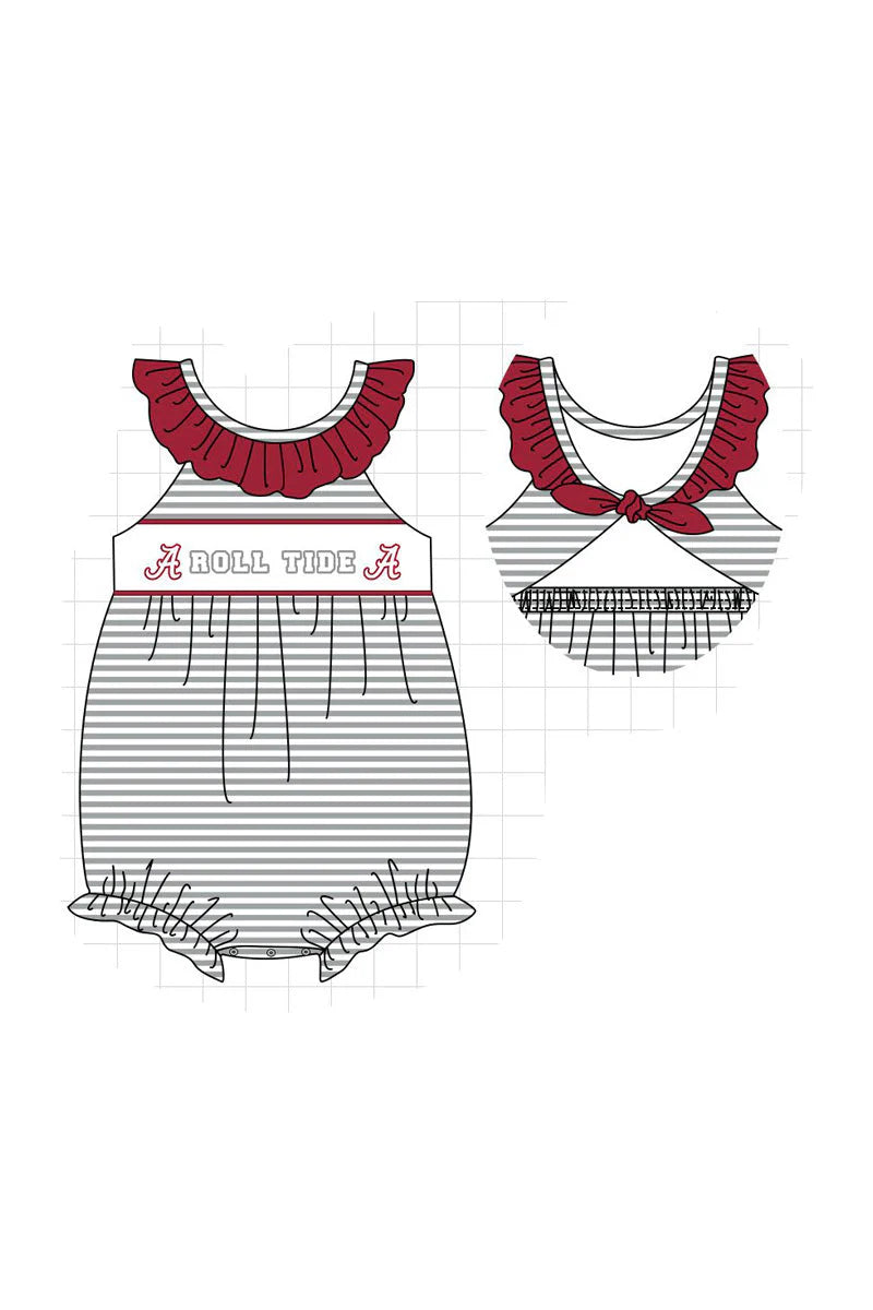 Grey and Maroon Roll Tide Girls Romper