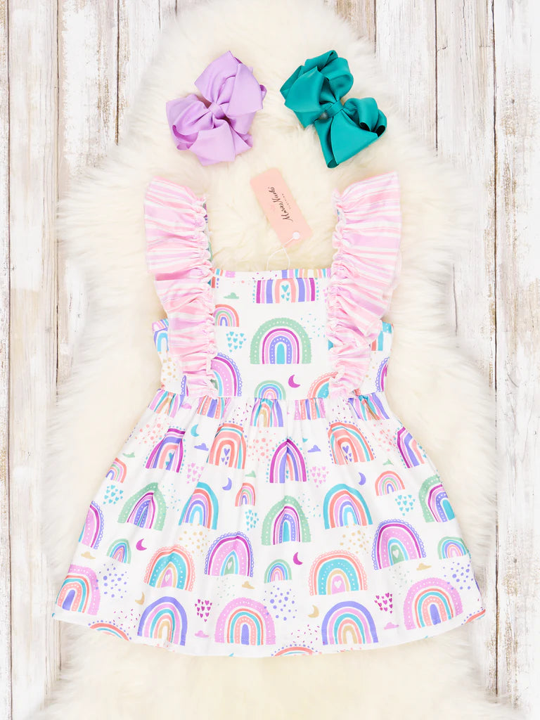 Lavender Rainbow Ruffle Dress