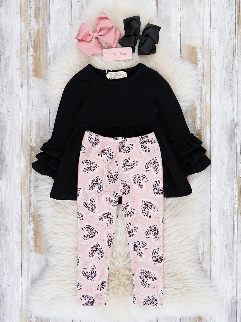 Leopard Hearts Ruffle Outfit