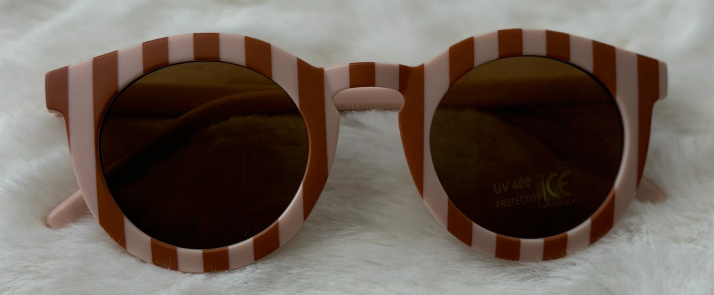Light Pink/Light Brown Retro Round Sunglasses UV400 - Toddler and Kids