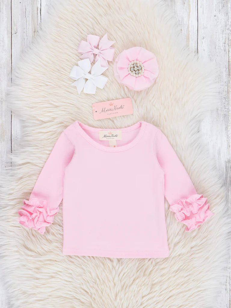 Long Sleeve Icing Ruffle Shirt - Pink